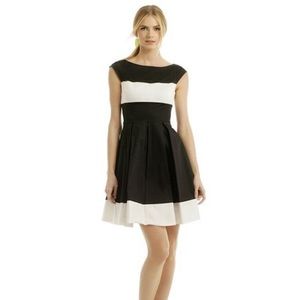 Black Gayle Colorblock Black/Cream Pleated Dress